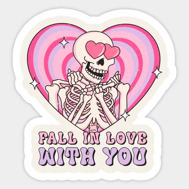 Fall In Love With You Skeleton Love Sticker by Nessanya